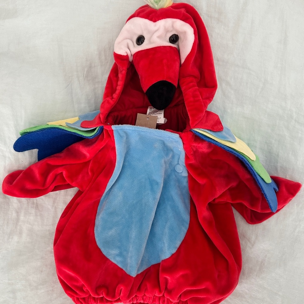 Red Parrot Hooded Kids Costume with Light Blue Chest